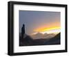 Trekker Watching the Sunset Over Cholatse, 6335M, Sagarmatha National Park, Himalayas-Christian Kober-Framed Photographic Print