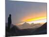 Trekker Watching the Sunset Over Cholatse, 6335M, Sagarmatha National Park, Himalayas-Christian Kober-Mounted Photographic Print