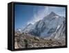 Trekkers and porters on a trail, Khumbu Valley, Nepal.-Lee Klopfer-Framed Stretched Canvas