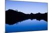 Trekkers are Reflected in the Cool Waters of Chilata Lagoon Outside the Town of Sorata, Bolivia-Sergio Ballivian-Mounted Photographic Print