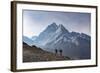 Trekkers Climb a Small Peak Above Dingboche in the Everest Region in Time to See the Sunrise-Alex Treadway-Framed Photographic Print