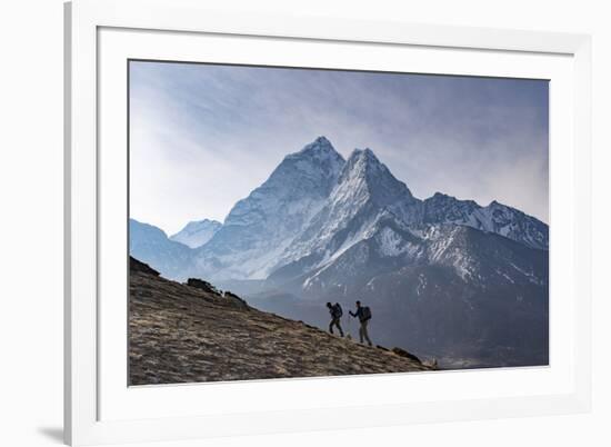 Trekkers Climb a Small Peak Above Dingboche in the Everest Region in Time to See the Sunrise-Alex Treadway-Framed Photographic Print