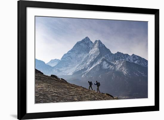 Trekkers Climb a Small Peak Above Dingboche in the Everest Region in Time to See the Sunrise-Alex Treadway-Framed Photographic Print