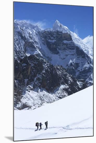 Trekkers Crossing Glacier on Cho La Pass-Peter Barritt-Mounted Photographic Print