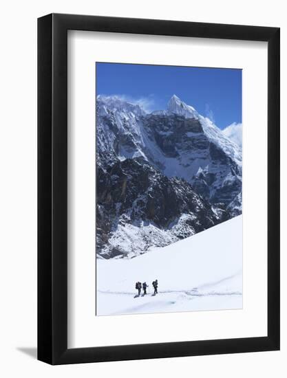 Trekkers Crossing Glacier on Cho La Pass-Peter Barritt-Framed Photographic Print