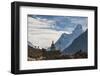 Trekkers Near a Chorten in the Everest Region with the Peak of Ama Dablam in the Distance-Alex Treadway-Framed Photographic Print