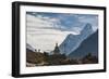 Trekkers Near a Chorten in the Everest Region with the Peak of Ama Dablam in the Distance-Alex Treadway-Framed Photographic Print