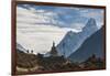 Trekkers Near a Chorten in the Everest Region with the Peak of Ama Dablam in the Distance-Alex Treadway-Framed Photographic Print