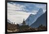 Trekkers Near a Chorten in the Everest Region with the Peak of Ama Dablam in the Distance-Alex Treadway-Framed Photographic Print