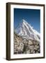 Trekkers on a trail with Mt. Pumori in background.-Lee Klopfer-Framed Photographic Print