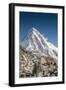 Trekkers on a trail with Mt. Pumori in background.-Lee Klopfer-Framed Photographic Print