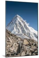 Trekkers on a trail with Mt. Pumori in background.-Lee Klopfer-Mounted Photographic Print