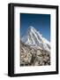 Trekkers on a trail with Mt. Pumori in background.-Lee Klopfer-Framed Photographic Print