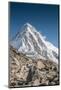 Trekkers on a trail with Mt. Pumori in background.-Lee Klopfer-Mounted Photographic Print