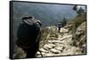 Trekkers on the Trail Towards Namche Bazaar, Khumbu, Nepal-David Noyes-Framed Stretched Canvas