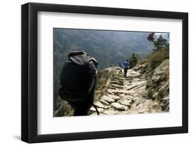 Trekkers on the Trail Towards Namche Bazaar, Khumbu, Nepal-David Noyes-Framed Photographic Print