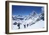 Trekkers Walking over Cho La Pass with Ama Dablam on Left and Arakam Tse on Right-Peter Barritt-Framed Photographic Print