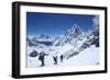 Trekkers Walking over Cho La Pass with Ama Dablam on Left and Arakam Tse on Right-Peter Barritt-Framed Photographic Print