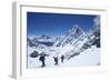 Trekkers Walking over Cho La Pass with Ama Dablam on Left and Arakam Tse on Right-Peter Barritt-Framed Photographic Print