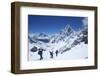 Trekkers Walking over Cho La Pass with Ama Dablam on Left and Arakam Tse on Right-Peter Barritt-Framed Premium Photographic Print