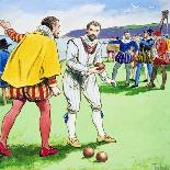 Sir Francis Drake playing bowls on Plymouth Hoe, 1588 (c1900)-Trelleek-Giclee Print