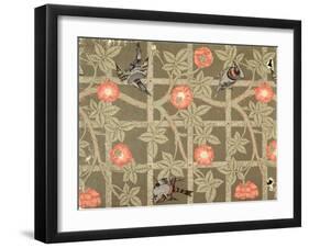 Trellis Wallpaper Design with a Bottle Green Background, 1864-William Morris-Framed Giclee Print