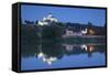 Trencin Castle at Dusk, Trencin, Trencin Region, Slovakia, Europe-Ian Trower-Framed Stretched Canvas