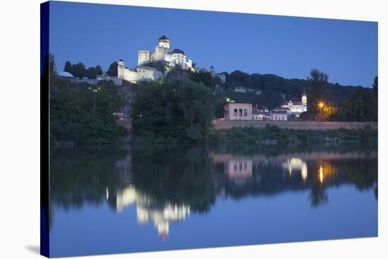 Trencin Castle at Dusk, Trencin, Trencin Region, Slovakia, Europe-Ian Trower-Stretched Canvas