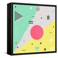 Trendy Geometric Elements Memphis Cards. Retro Style Texture, Pattern and Geometric Elements. Moder-bosotochka-Framed Stretched Canvas