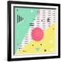 Trendy Geometric Elements Memphis Cards. Retro Style Texture, Pattern and Geometric Elements. Moder-bosotochka-Framed Art Print