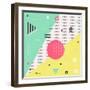 Trendy Geometric Elements Memphis Cards. Retro Style Texture, Pattern and Geometric Elements. Moder-bosotochka-Framed Art Print