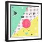 Trendy Geometric Elements Memphis Cards. Retro Style Texture, Pattern and Geometric Elements. Moder-bosotochka-Framed Art Print