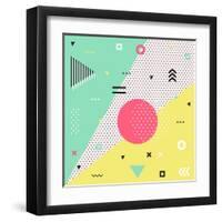 Trendy Geometric Elements Memphis Cards. Retro Style Texture, Pattern and Geometric Elements. Moder-bosotochka-Framed Art Print