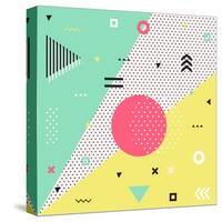Trendy Geometric Elements Memphis Cards. Retro Style Texture, Pattern and Geometric Elements. Moder-bosotochka-Stretched Canvas