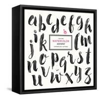 Trendy Hand-Drawn Watercolor Alphabet - Lowercase Letters-shootandwin-Framed Stretched Canvas