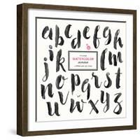 Trendy Hand-Drawn Watercolor Alphabet - Lowercase Letters-shootandwin-Framed Art Print