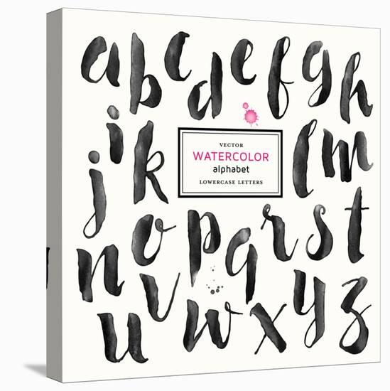 Trendy Hand-Drawn Watercolor Alphabet - Lowercase Letters-shootandwin-Stretched Canvas