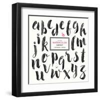 Trendy Hand-Drawn Watercolor Alphabet - Lowercase Letters-shootandwin-Framed Art Print