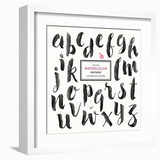 Trendy Hand-Drawn Watercolor Alphabet - Lowercase Letters-shootandwin-Framed Art Print