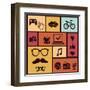 Trendy Hipster Icons-venimo-Framed Art Print