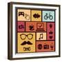 Trendy Hipster Icons-venimo-Framed Art Print