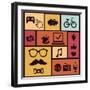 Trendy Hipster Icons-venimo-Framed Art Print