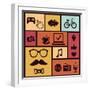 Trendy Hipster Icons-venimo-Framed Art Print