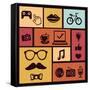 Trendy Hipster Icons-venimo-Framed Stretched Canvas