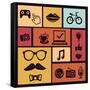 Trendy Hipster Icons-venimo-Framed Stretched Canvas