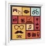 Trendy Hipster Icons-venimo-Framed Art Print