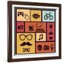 Trendy Hipster Icons-venimo-Framed Art Print