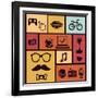 Trendy Hipster Icons-venimo-Framed Art Print