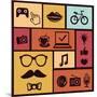 Trendy Hipster Icons-venimo-Mounted Art Print