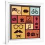 Trendy Hipster Icons-venimo-Framed Art Print